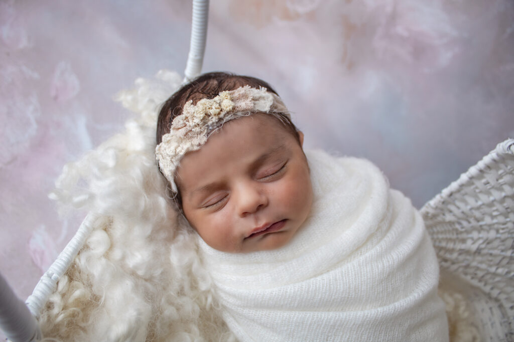 SEQ Newborn Photography posed in a pram