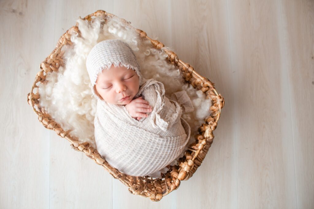 Tweed nsw newborn photography baby in basket