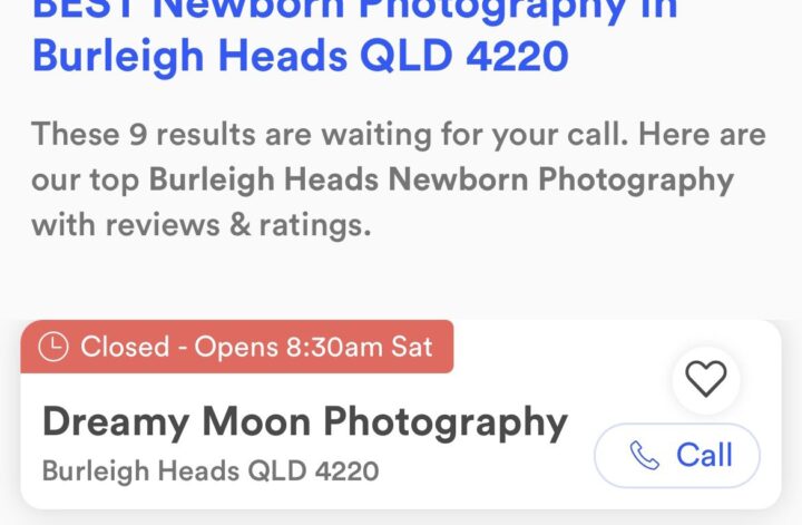 Best newborn photographer in Burleigh Heads QLD